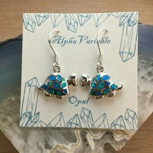 Opal Turtle Earrings Sterling Silver **NEW** 925